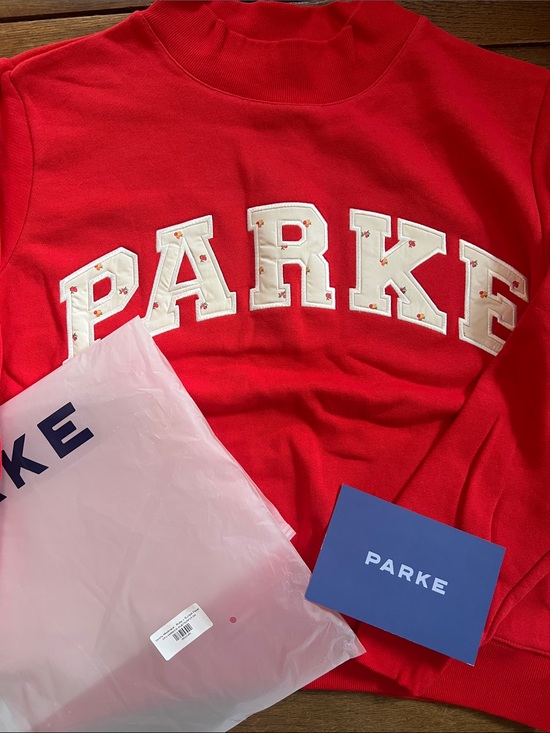 Parke Tops - PARKE Ruby Floral Varsity Mockneck Sweatshirt Size S/M New In Bag NWT